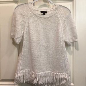 Short sleeve white sweater top